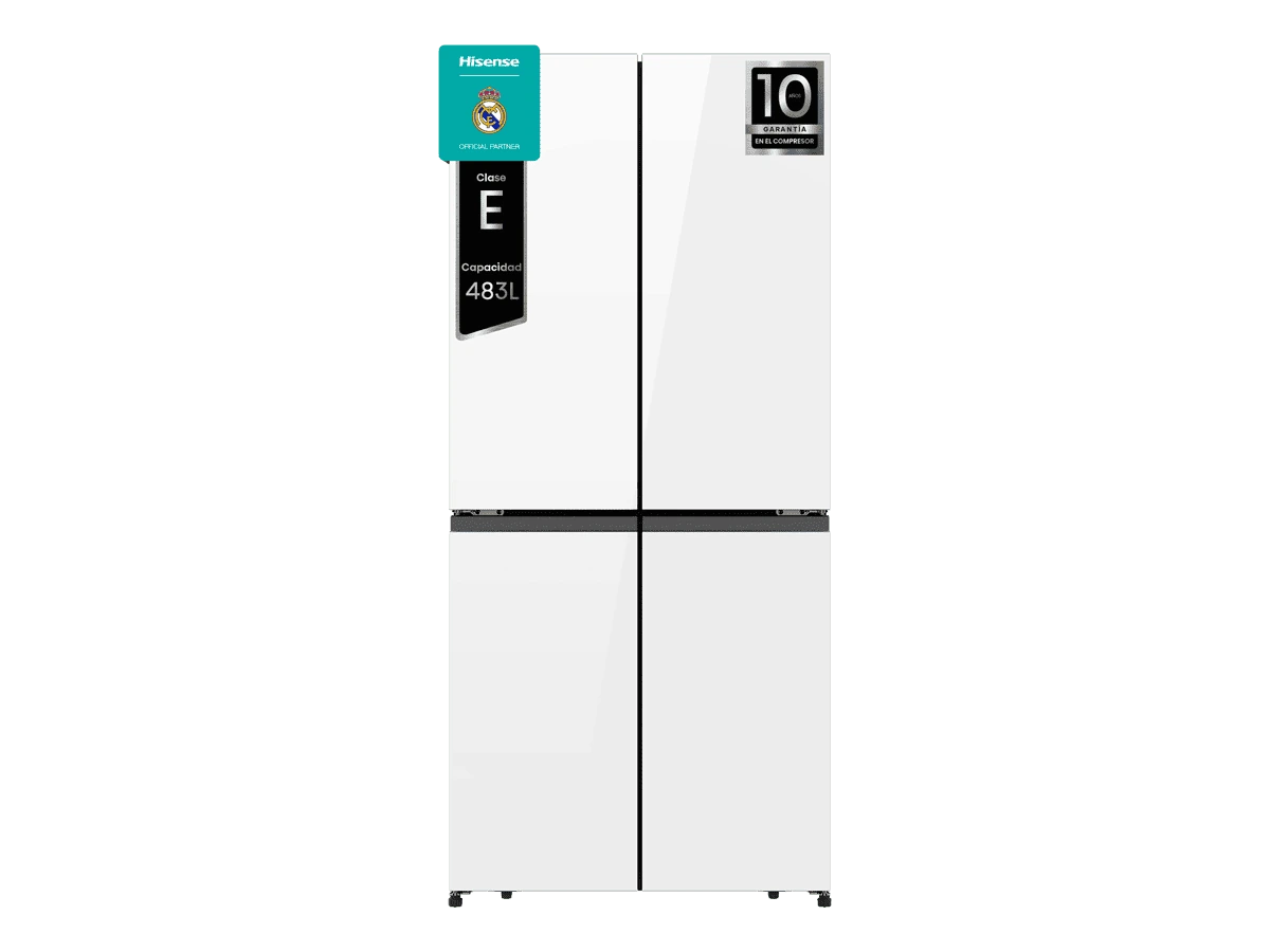 Nevera americana Hisense RQ5P470SETE, acabado cristal blanco